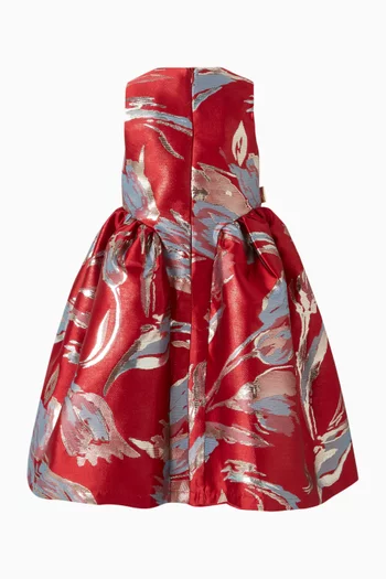 فستان متوسط الطول بكشكش على الأرداف