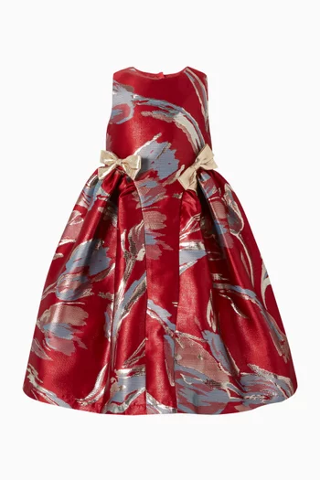 فستان متوسط الطول بكشكش على الأرداف