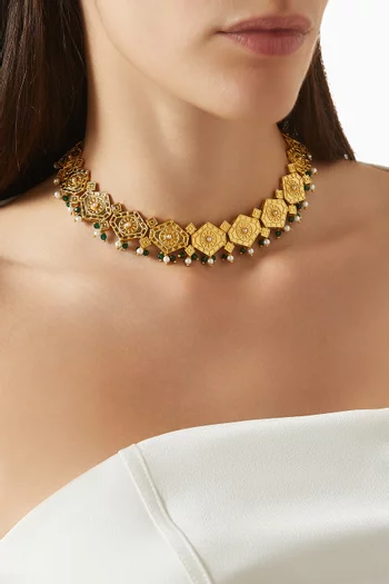 Kenza Radiance Choker Necklace in 18kt Gold-plated Brass