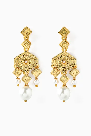 Kenza Tri-drop Earrings in Gold-plated Metal
