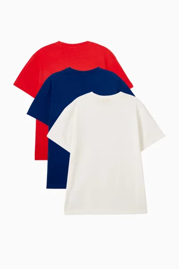 طقم تي شيرت بوكيش بطبعة شعار الماركة، 3 قطع