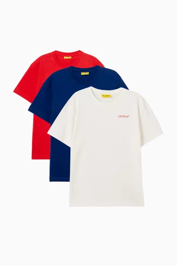 طقم تي شيرت بوكيش بطبعة شعار الماركة، 3 قطع