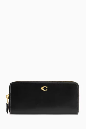 محفظة إسنشال رفيعة بتصميم أكورديون بسحّاب جلد