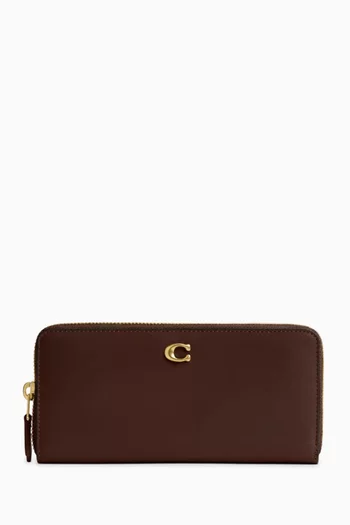 محفظة إسنشال رفيعة بتصميم أكورديون بسحّاب جلد