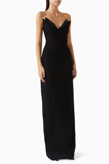 Crystal-embellished Maxi Dress in Crepe