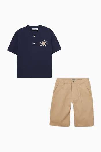 طقم تي شيرت وشورت مزين بدب