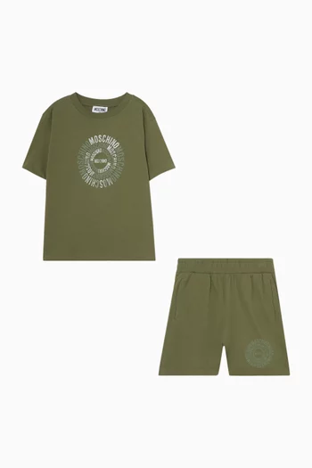 Circular Logo T-shirt & Shorts Set in Cotton