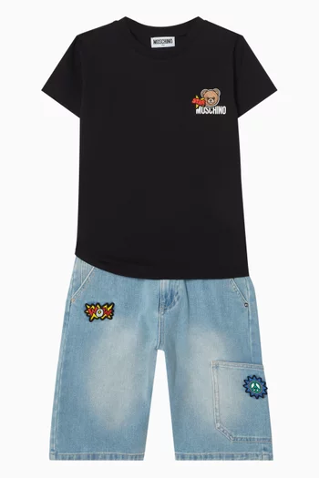 Patch Shorts in Denim