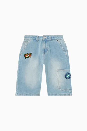 Patch Shorts in Denim