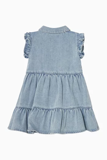 فستان بكشكش مزين بدب وقلب دينم 