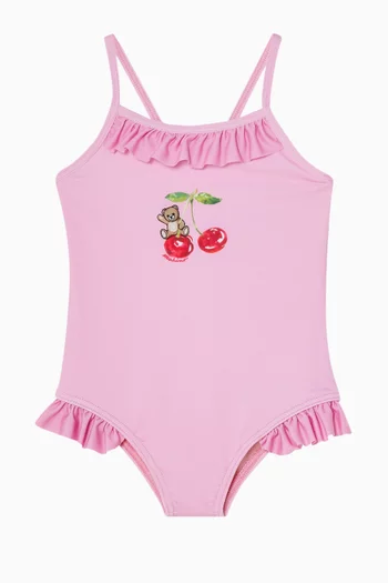 Teddy & Cherry-print One-piece Swimsuit
