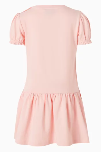 فستان قطن بطبعة دب وشعار الماركة