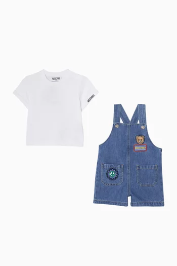 طقم تي شيرت ودنغري برقعة دب تيدي