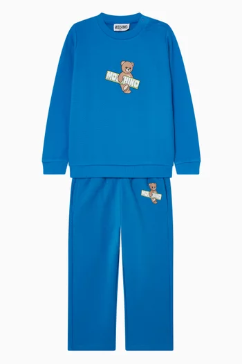 سويت شيرت بطبعة دب وفتحة رقبة مستديرة