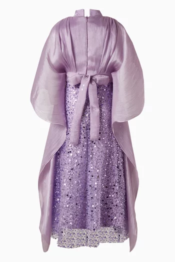 Cape Sequin Embellished Maxi Dress