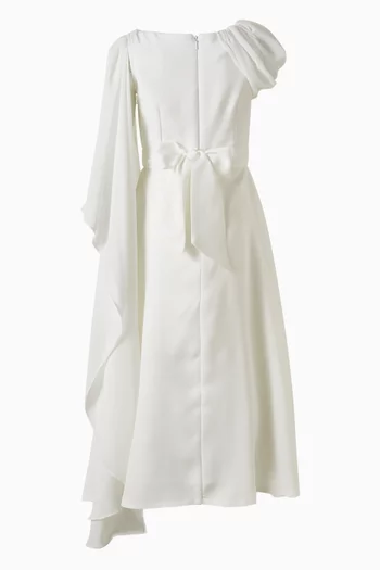 Floral Appliqué Cape Maxi Dress