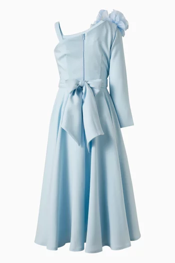 Floral Appliqué Flared Maxi Dress