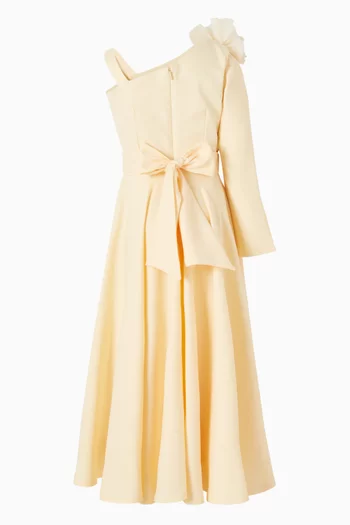 Floral Appliqué Flared Maxi Dress