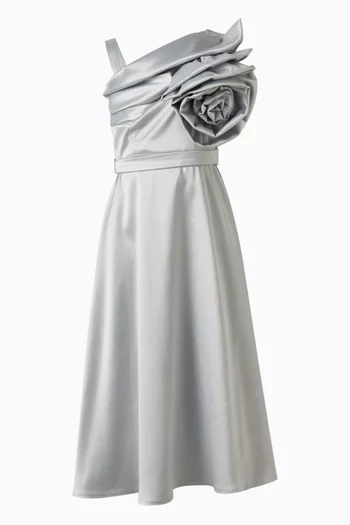 Rose Floral One-shoulder Maxi Dress