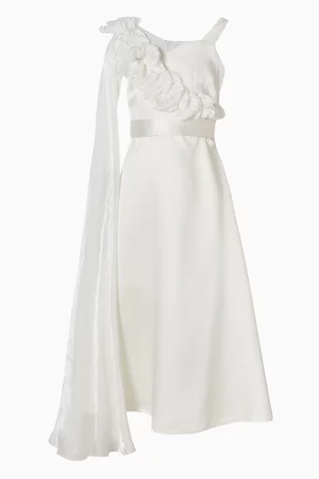 Cape-sleeve 3D Floral Dress