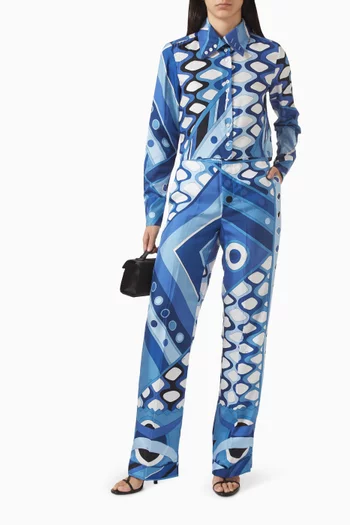 Printed Crop Shirt in Silk