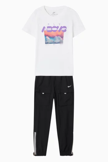 تي شيرت بطبعة بشعار Fly Above‏ قطن