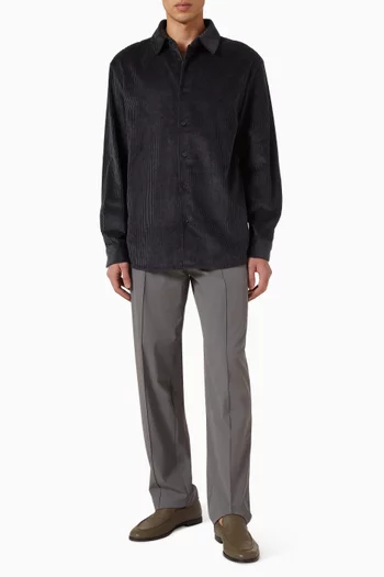 قميص قماش قطني مخملي مضلع