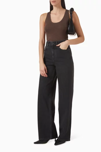 بنطال جينز بقصة ساق واسعة دينم وقطن عضوي