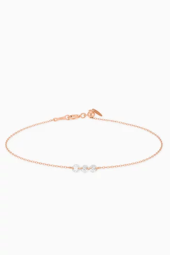 Danaé Three-diamond Line Bracelet in 18kt Rose Gold