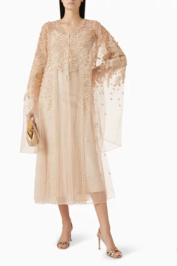 Embellished Lace-trim Abaya