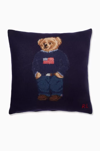 Polo Bear Throw Pillow in Wool