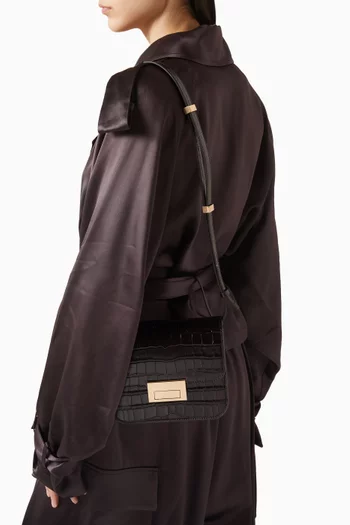 Small Desi Crossbody Bag in  Croco-Embossed Leather