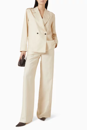 بنطال بقصة ساق واسعة حرير