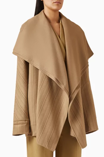 جاكيت قصير بوجهين مزين بنقشة مخططة صوف مزدوج