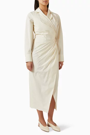 فستان بكشكش قطن بوبلين