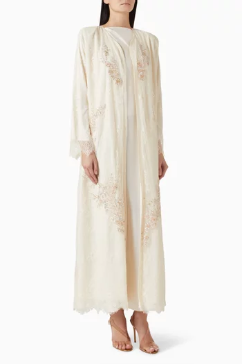 طقم عباية بأشرطة دانتيل، 3 قطع