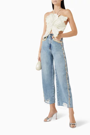 x Camila Coelho Bead-embellished Jeans in Denim