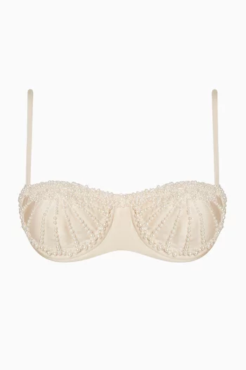 x Camila Coelho Golden Dune Embellished Bikini Top