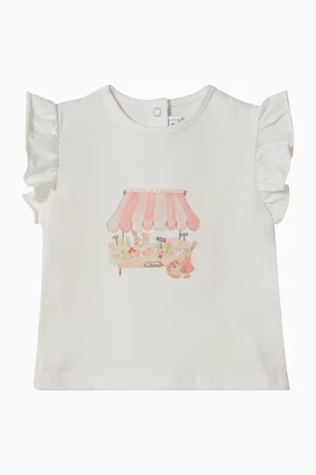 Flower Market-print T-shirt in Cotton