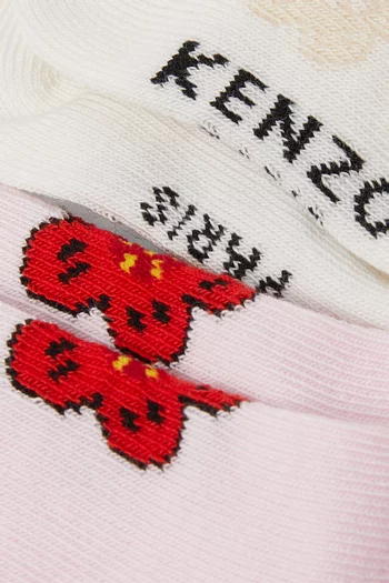 طقم جوارب بشعار الماركة مزيج قطن، 2 أزواج