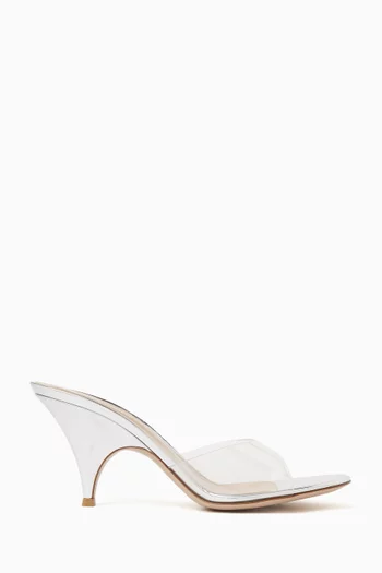 حذاء مفتوح صوفيا بكعب 95 مم أجزاء شفافة وجلد