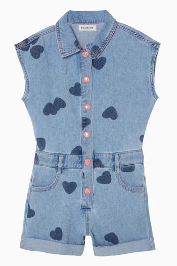 Heart Romper in Denim