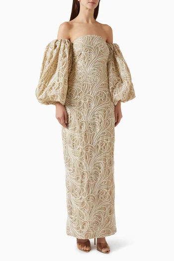 Abstract Embroidered Maxi Dress