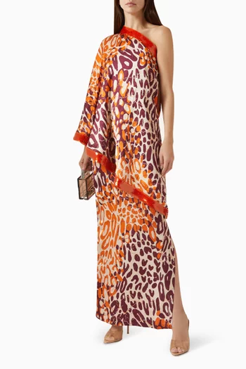 One-shoulder Printed Maxi Dress