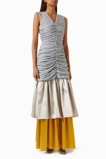 Gathered V-neck Gown