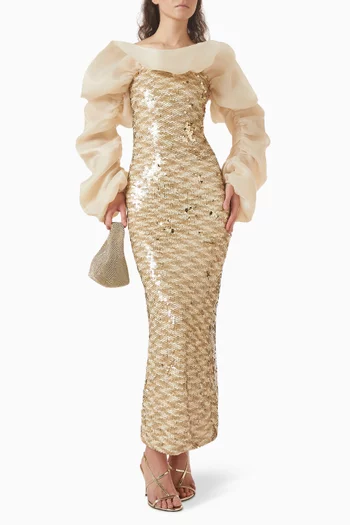 فستان مطرز بالترتر