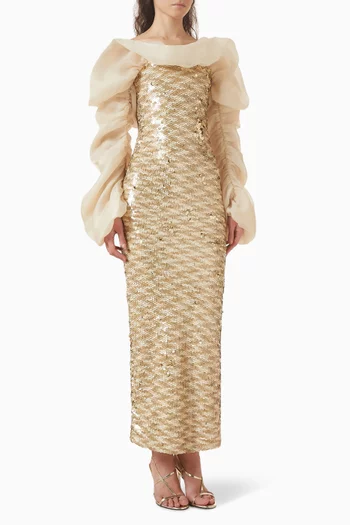 فستان مطرز بالترتر