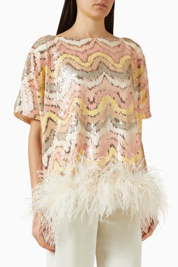 Wavy Sequin Cocoon Top