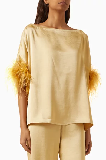 Feather-trim Top in Viscose