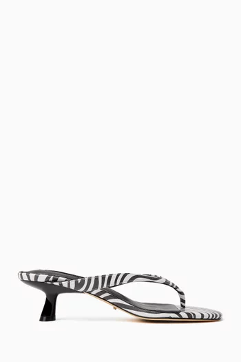 Krista 50 Zebra-print Thong Sandals in Leather